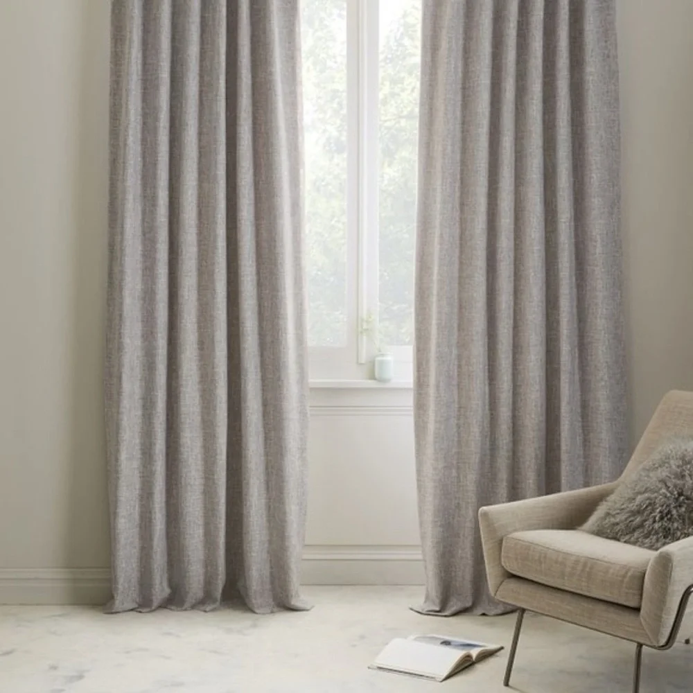 NIB West Elm Crossweave Blackout Curtain in Stone White 48 X 108 Single Panel